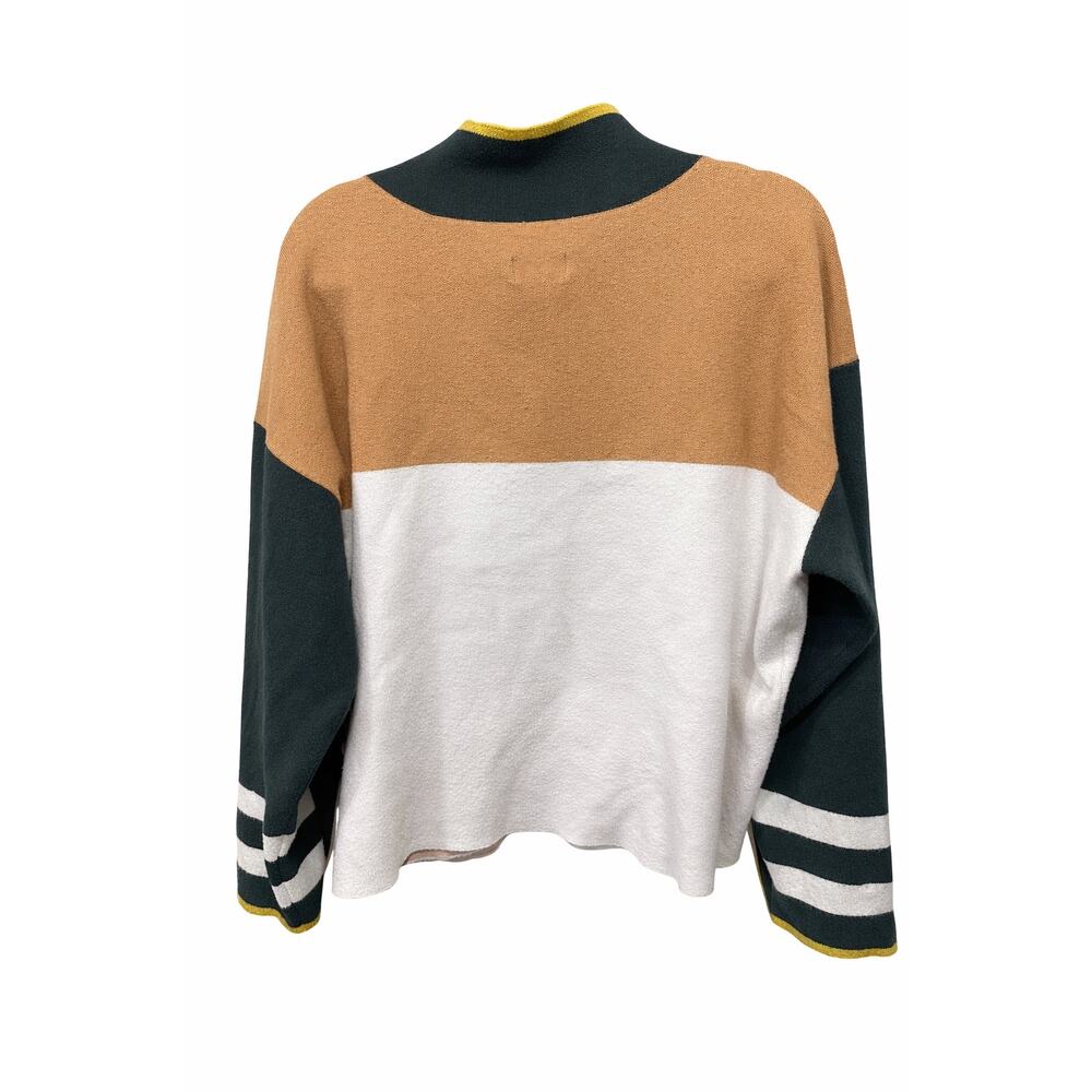 Maeve Anthropologie XL Colorblock Turtleneck Pullover Boho Cottage Cozy Neutral